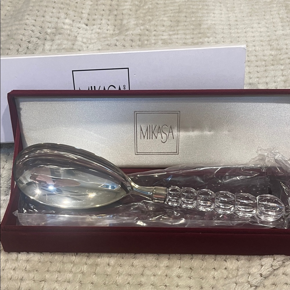 Vintage Mikasa serving spoon from the Rousseau collection. New in box.
